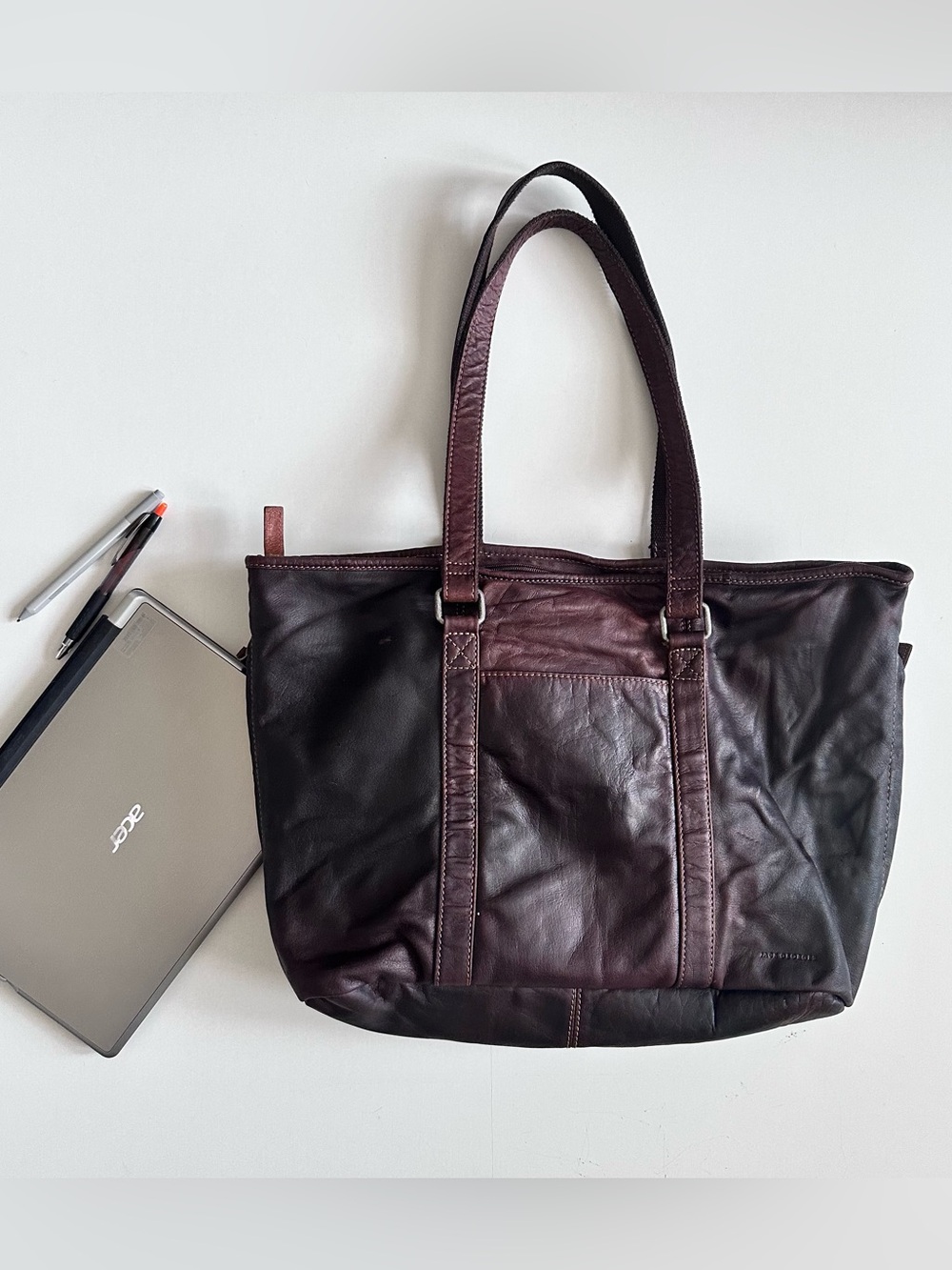 Jack Georges Brow Leather Office Bag Travel Bag Large